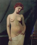 Female nude,Green Curtain, Felix Vallotton